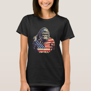 Patriottische Gorilla Amerikaanse Vlag Gorilla Mon T-shirt