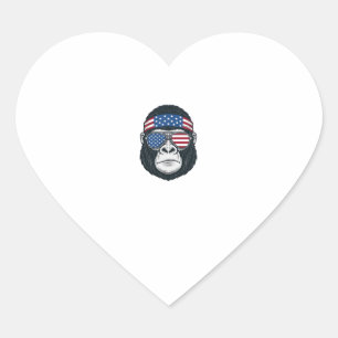 Patriottische Gorilla Gezicht Vintage Gravure Vect Hart Sticker