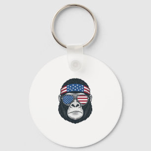 Patriottische Gorilla Gezicht Vintage Gravure Vect Sleutelhanger