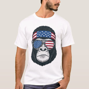 Patriottische Gorilla Gezicht Vintage Gravure Vect T-shirt