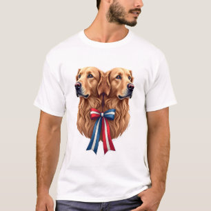 Patriottische Goud Retriever Dubbel Portret Shirt