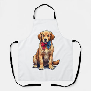 Patriottische Goud Retriever Puppy Vintage T-shirt Schort