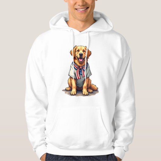 Patriottische Gouden Hond Vintage Graveershirt 2 Hoodie (Voorkant)
