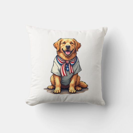 Patriottische Gouden Hond Vintage Graveershirt 2 Kussen (Voorkant)