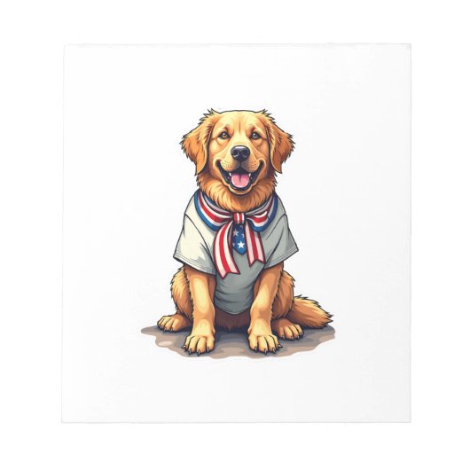 Patriottische Gouden Hond Vintage Graveershirt 2 Notitieblok (Voorkant)