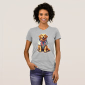 Patriottische Gouden Hond Vintage Graveershirt 2 T-shirt (Voorkant volledig)