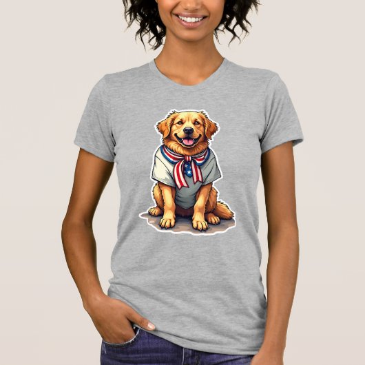 Patriottische Gouden Hond Vintage Graveershirt 2 T-shirt (Voorkant)