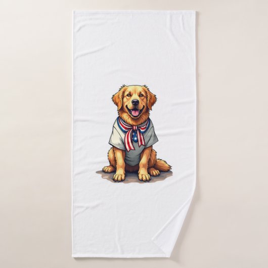 Patriottische Gouden Hond Vintage Gravure Shirt 2 Badhanddoek (Badhanddoek)