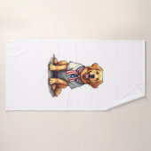 Patriottische Gouden Hond Vintage Gravure Shirt 2 Badhanddoek (Badhanddoek)