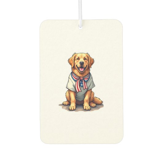 Patriottische Gouden Hond Vintage Gravure Shirt 2 Luchtverfrisser (Voorkant)