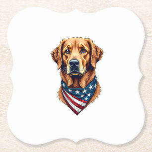 Patriottische Gouden Retriever Bandana Vintage T-s Kartonnen Onderzetters
