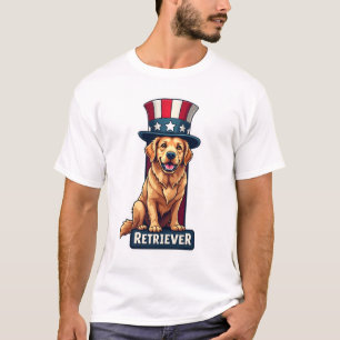 Patriottische Gouden Retriever Crest Column T-shir T-shirt