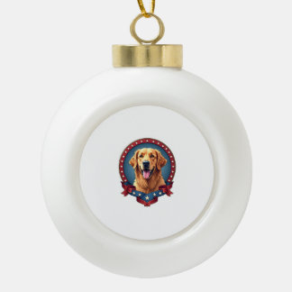 Patriottische Gouden Retriever eerbetoon Crest T-s Keramische Bal Ornament