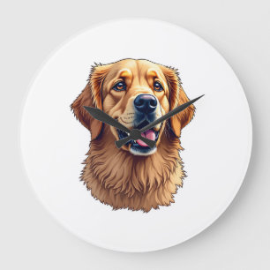 Patriottische Gouden Retriever Gezicht Vintage T-s Grote Klok