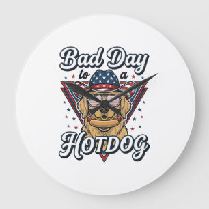 Patriottische Gouden Retriever Hotdog Vintage T-sh Grote Klok