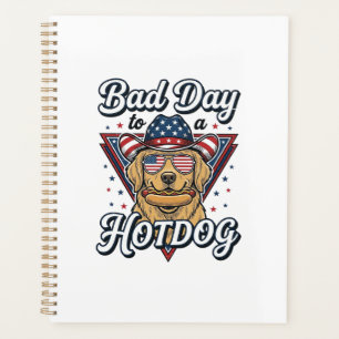 Patriottische Gouden Retriever Hotdog Vintage T-sh Planner