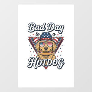 Patriottische Gouden Retriever Hotdog Vintage T-sh Raamsticker