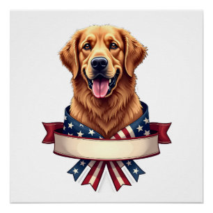 Patriottische Gouden Retriever Lint Banner T-shirt Perfect Poster
