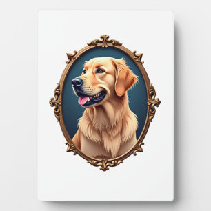 Patriottische Gouden Retriever Ovale Cameo T-shirt Fotoplaat