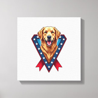 Patriottische Gouden Retriever Overwinningslint T- Canvas Afdruk