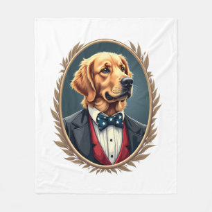 Patriottische Gouden Retriever Portret Vintage T-s Fleece Deken