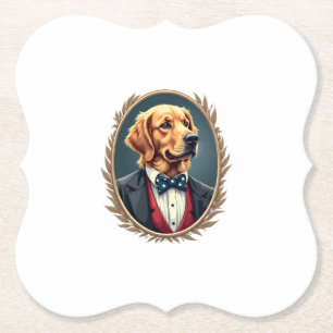 Patriottische Gouden Retriever Portret Vintage T-s Kartonnen Onderzetters