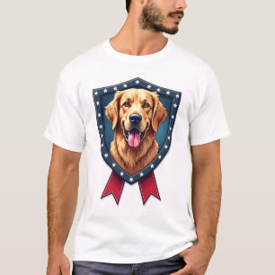 Patriottische Gouden Retriever Schild Lint Drop Te T-shirt