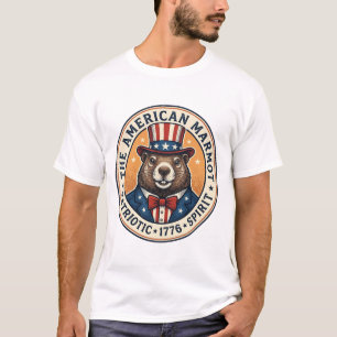 Patriottische Grondhaas Vintage Gravure Shirt Ontw