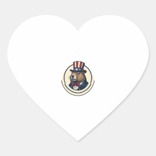 Patriottische Grondhaas Vintage Gravure Shirt Ontw Hart Sticker