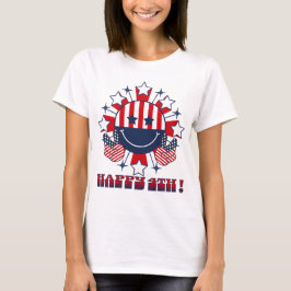 Patriottische groovy Happy Face -vredesteken Happy T-shirt