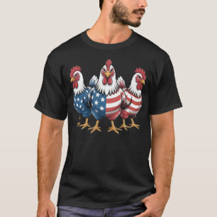 Patriottische Haan Amerikaanse Vlag 4 Juli Boer T T-shirt