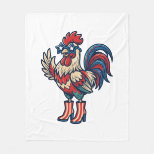 Patriottische Haan in Hakken Vintage Gravure Shirt Fleece Deken