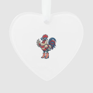 Patriottische Haan in Hakken Vintage Gravure Shirt Ornament