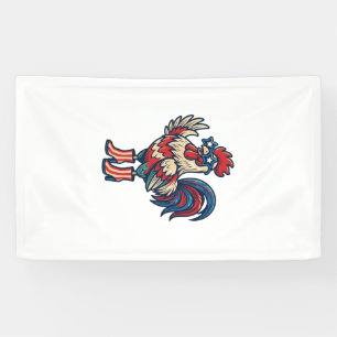 Patriottische Haan in Hakken Vintage Gravure Shirt Spandoek