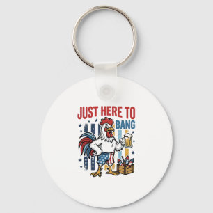 Patriottische Haan Vuurwerk Vintage T-shirt Ontwer Sleutelhanger