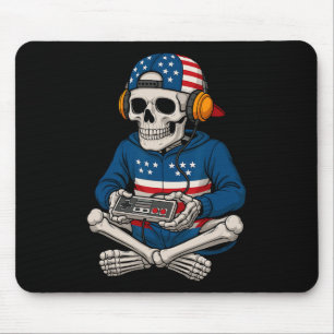 Patriottische Halloween Skelet Gamer Grappige Skel Muismat