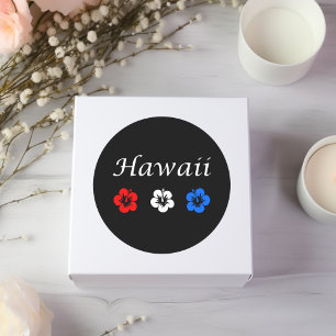 Patriottische Hawaï Aloha Rood Wit Blauw Bloemen Ronde Sticker