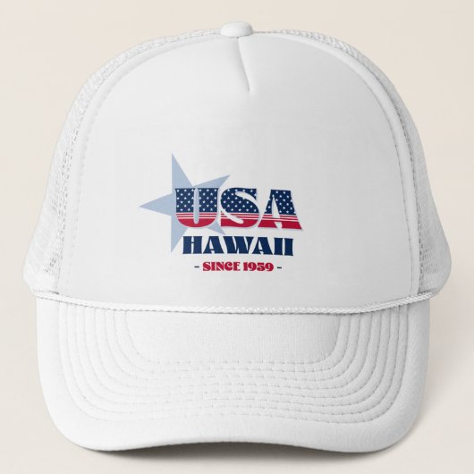 Patriottische Hawaii typografie Trucker Hat Pet (Voorkant)