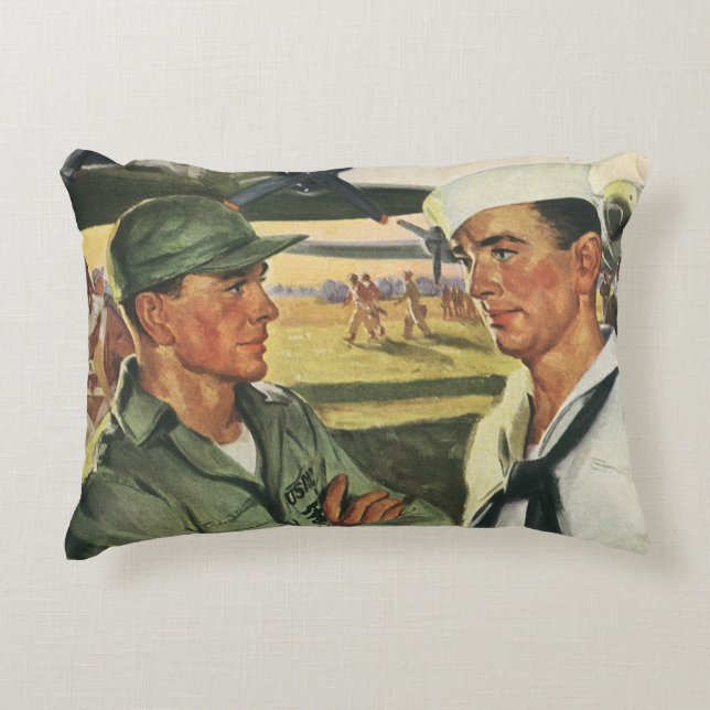  patriottische helden, militaire Mannen in uniform Accent Kussen (Voorkant)