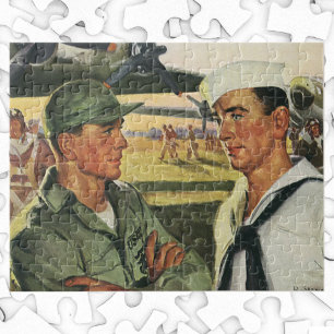 patriottische helden, militaire Mannen in uniform Legpuzzel