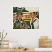patriottische helden, militaire Mannen in uniform Poster (Keuken)