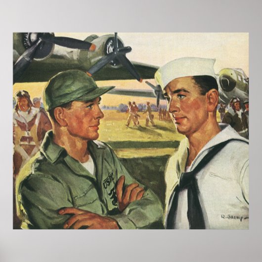patriottische helden, militaire Mannen in uniform Poster (Voorkant)