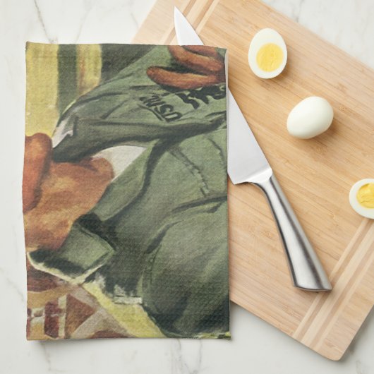 patriottische helden, militaire Mannen in uniform Theedoek (Quarter Fold)