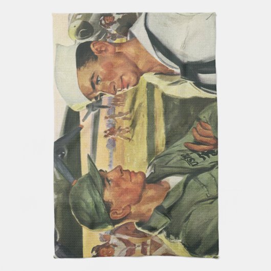 patriottische helden, militaire Mannen in uniform Theedoek (Verticaal)