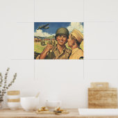 patriottische helden, militaire Mannen Poster (Keuken)