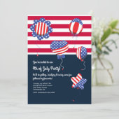 Patriottische heliumballonnen uitnodiging (Staand voorkant)