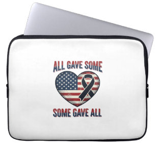 Patriottische Herdenkingshartlint Veteranen T-shir Laptop Sleeve