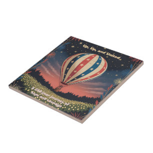 Patriottische hete luchtballon VS 1776–2026 Vuurwe Tegeltje