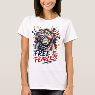 Patriottische Highland Koe Vrij om Onbevreesd te Z T-shirt