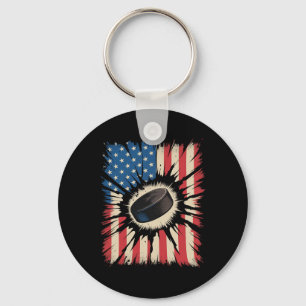 Patriottische Hockey 4 juli Vintage Amerikaanse Vl Sleutelhanger